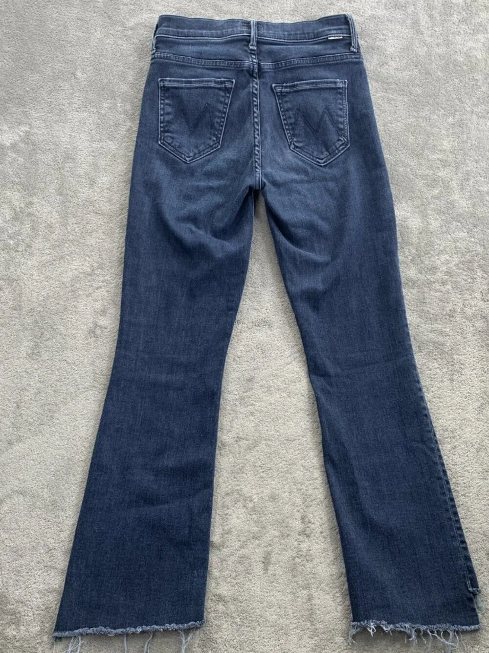 MOTHER Insider Crop Step Fray Jeans Womens 25 Night Tripper Raw Hem Blue Denim